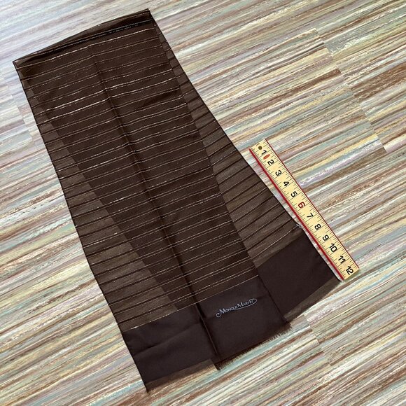 Monique Martin Sheer Scarf Brown with Gold Vintage Head Neck Hair Accessory - Picture 4 of 6